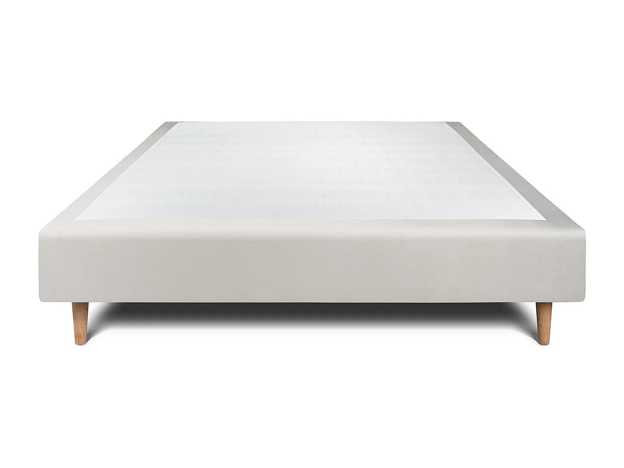 Sommier Tapissier Velours Gris clair 135x190 H35cm