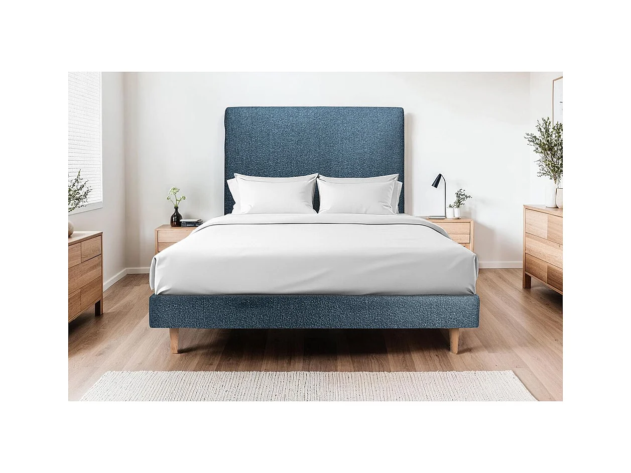 Sommier Tapissier Bouclette Bleu 140x190 H29cm