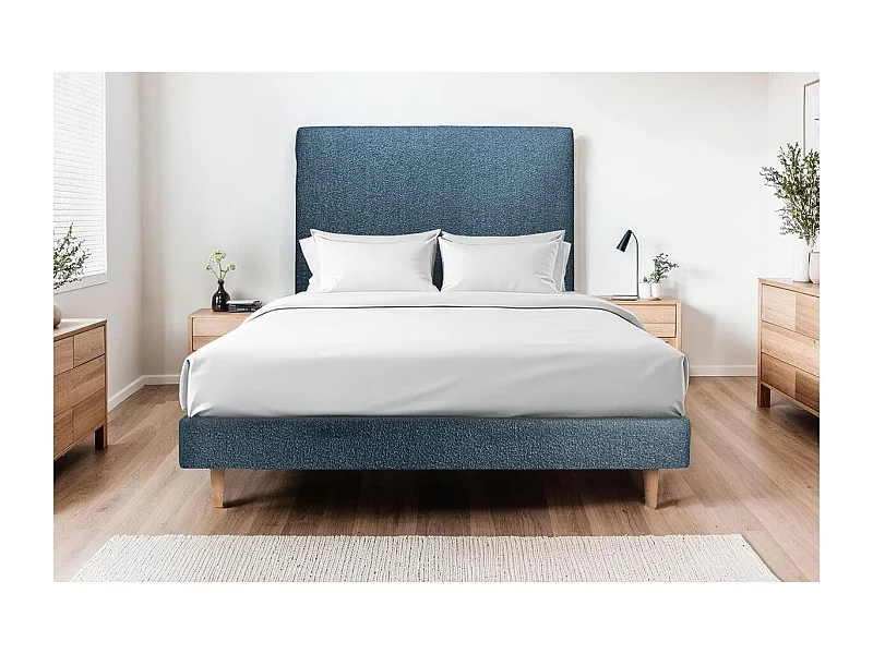 Sommier Tapissier Bouclette Bleu 140x190 H29cm