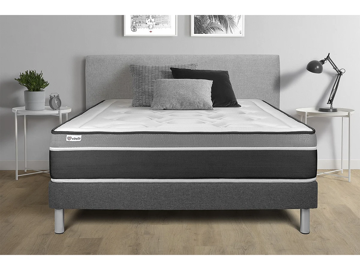 Sommier KIT VITAL'SOM Gris 160 x 200 cm