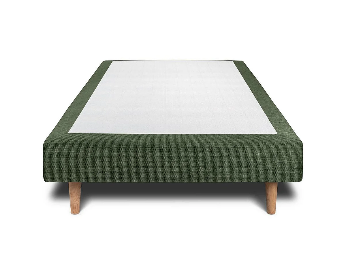 Sommier Tapissier Tissu Vert 100x200 H35cm