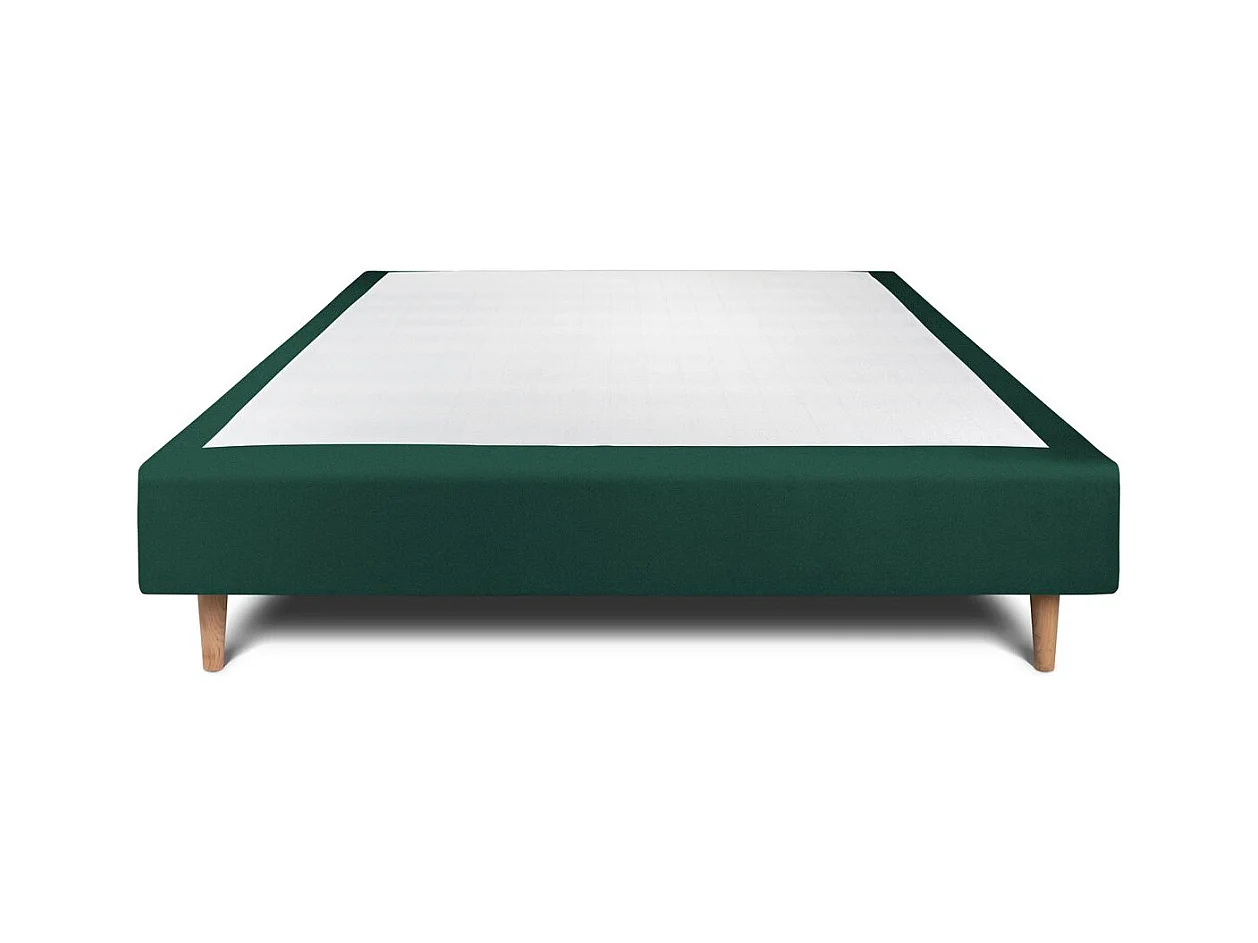 Sommier Tapissier Velours Vert 135x190 H35cm