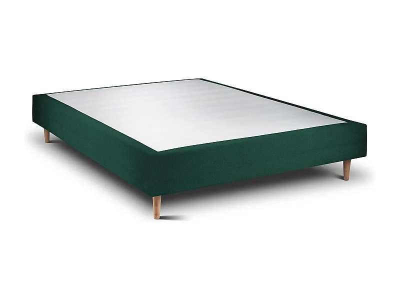 Sommier Tapissier Velours Vert 135x190 H35cm