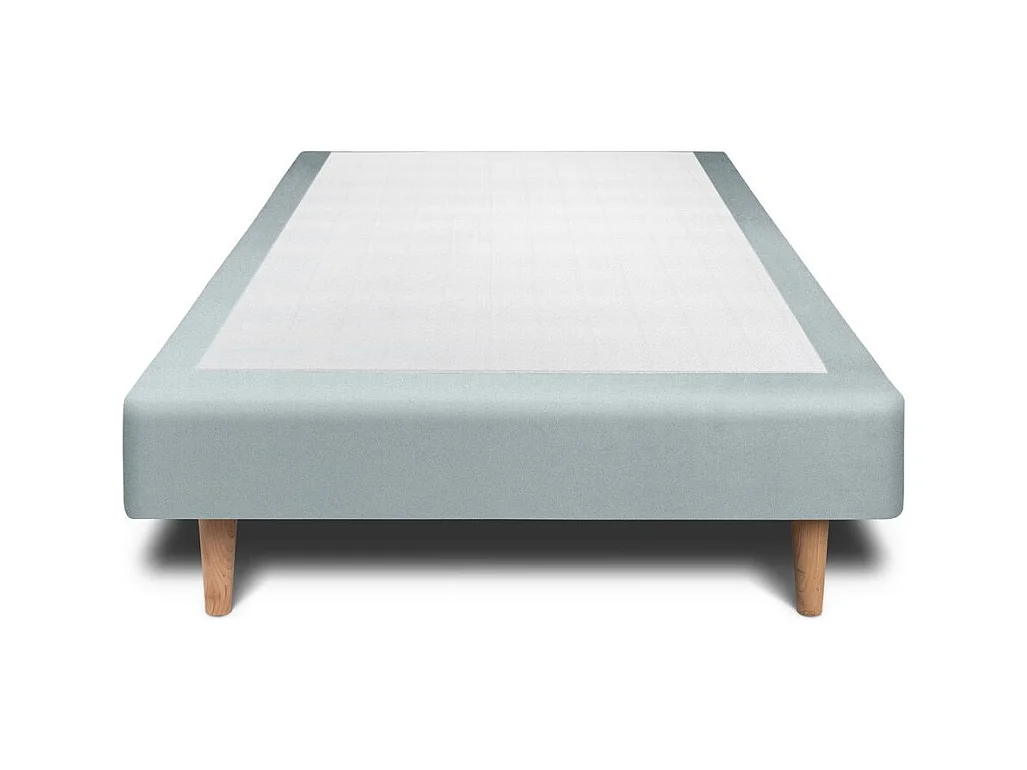 Sommier Tapissier Velours Gris bleuté 90x200 H35cm