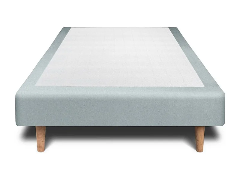 Sommier Tapissier Velours Gris bleuté 90x200 H35cm