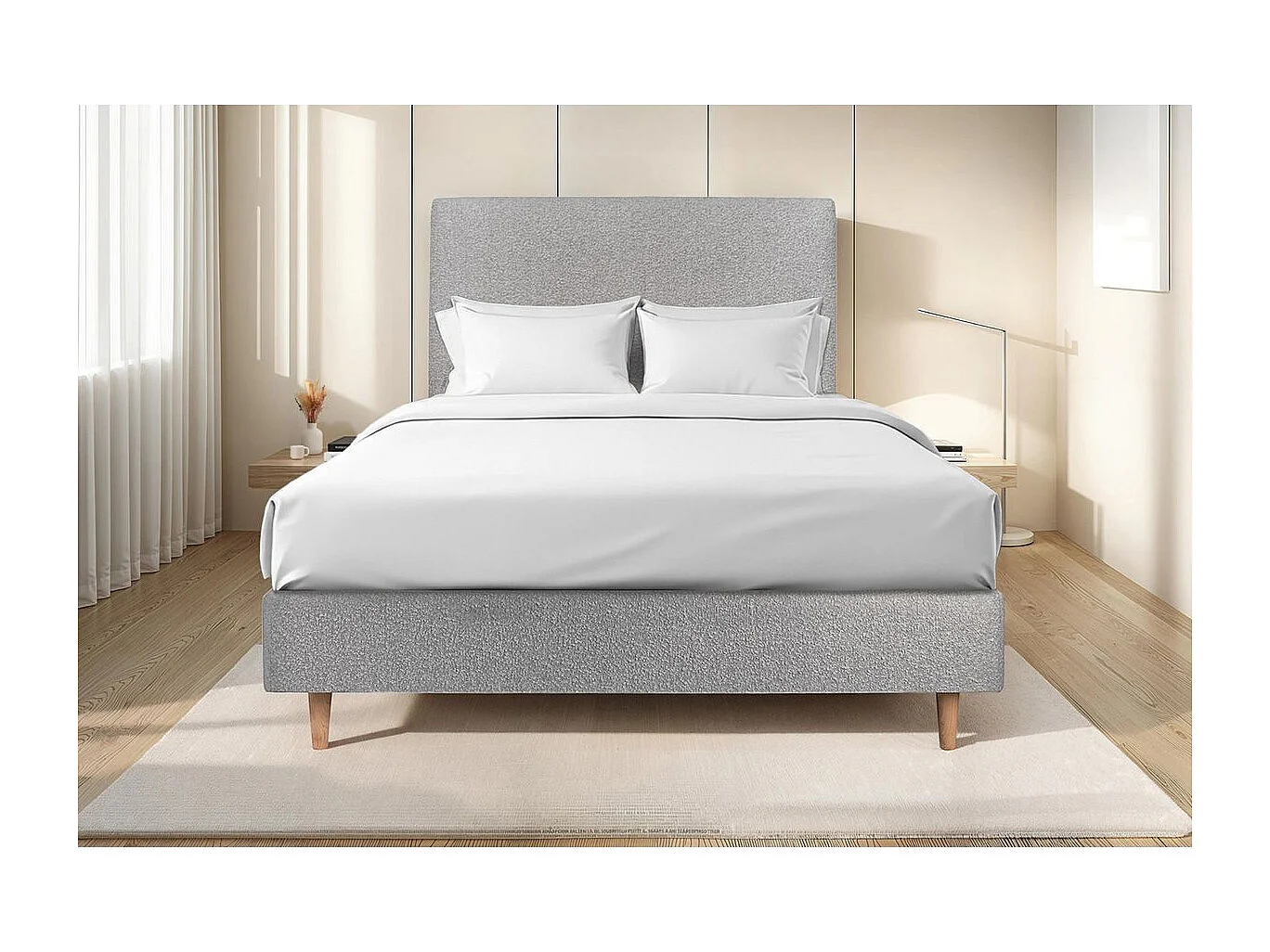 Sommier Tapissier Bouclette Gris 150x190 H35cm