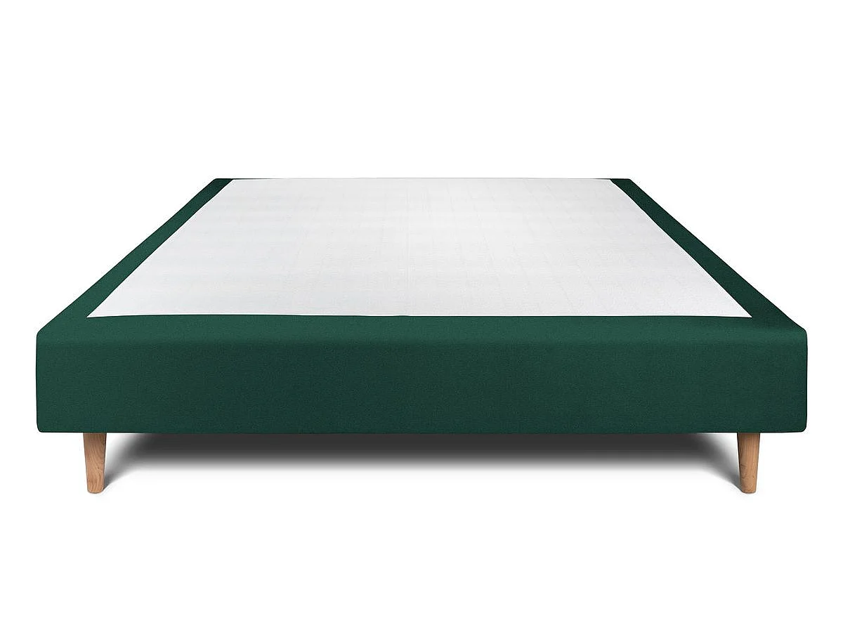 Sommier Tapissier Velours Vert 140x200 H35cm