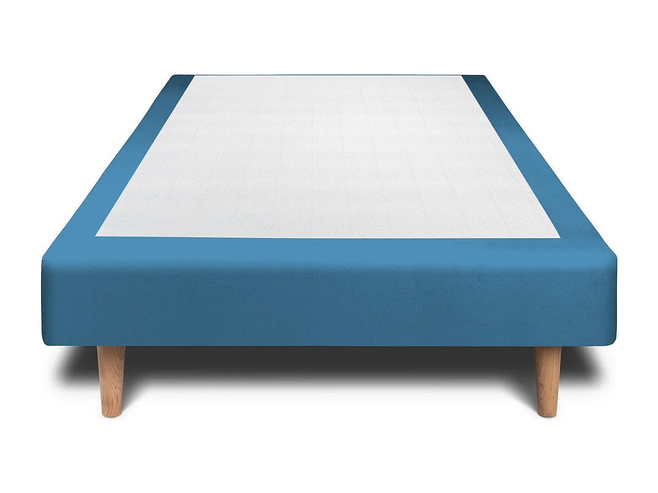 Sommier Tapissier Velours Bleu 90x190 H35cm