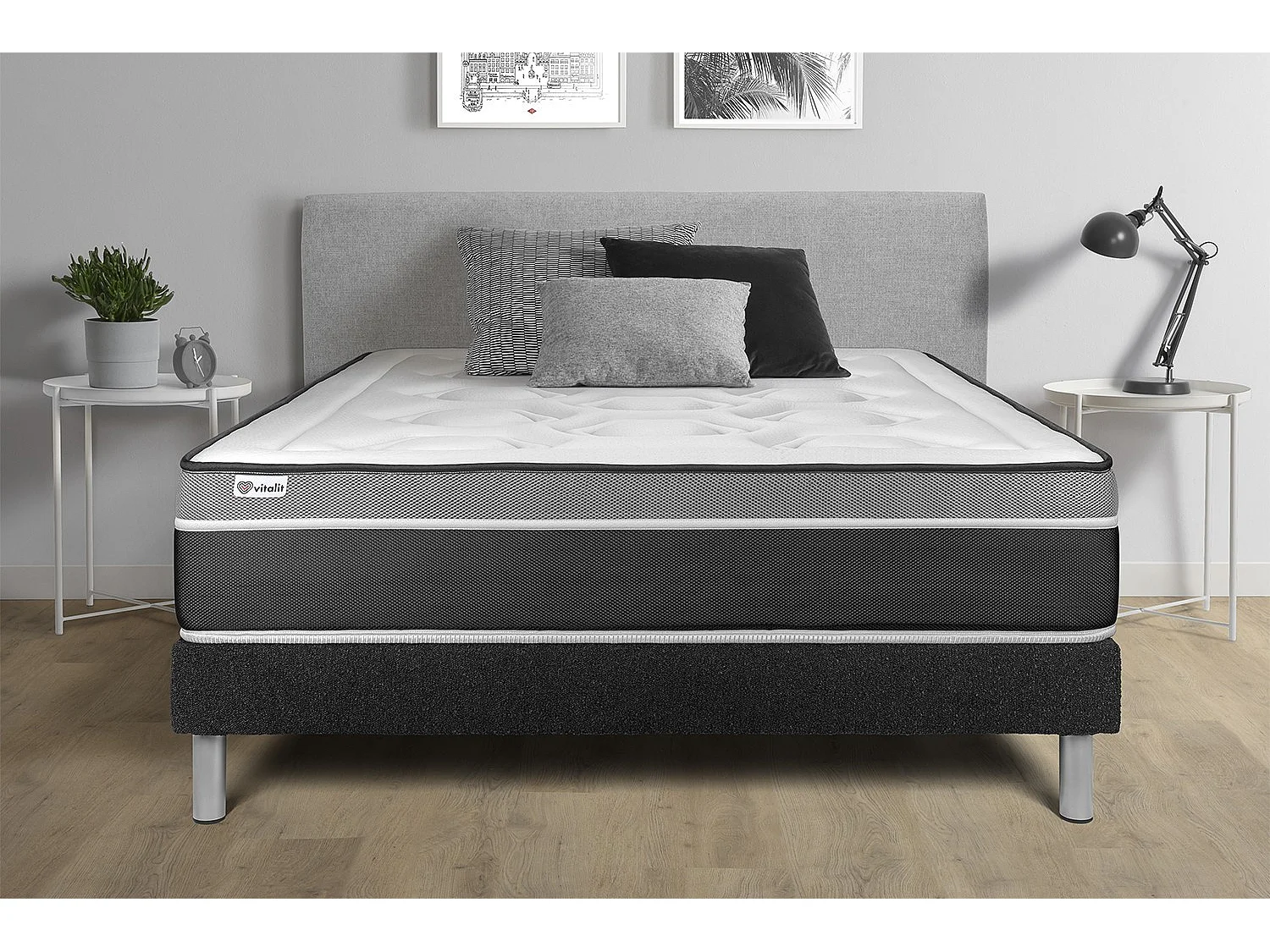 Sommier KIT VITAL'SOM Noir 90 x 190 cm