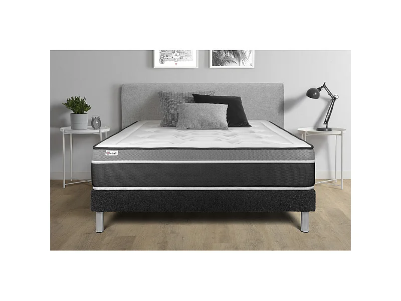 Sommier KIT VITAL'SOM Noir 90 x 190 cm