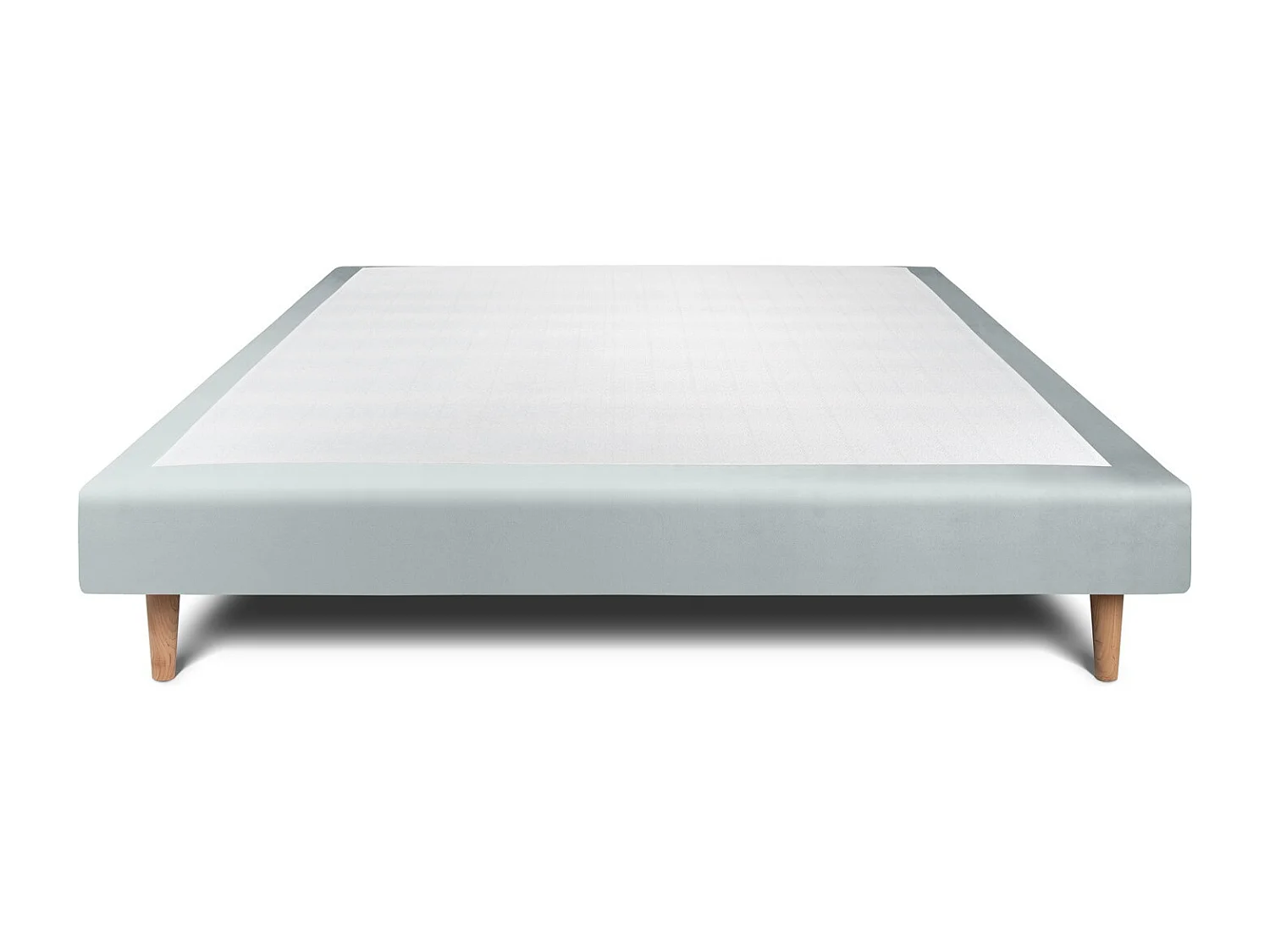 Sommier Tapissier Velours Gris bleuté 160x200 H29cm