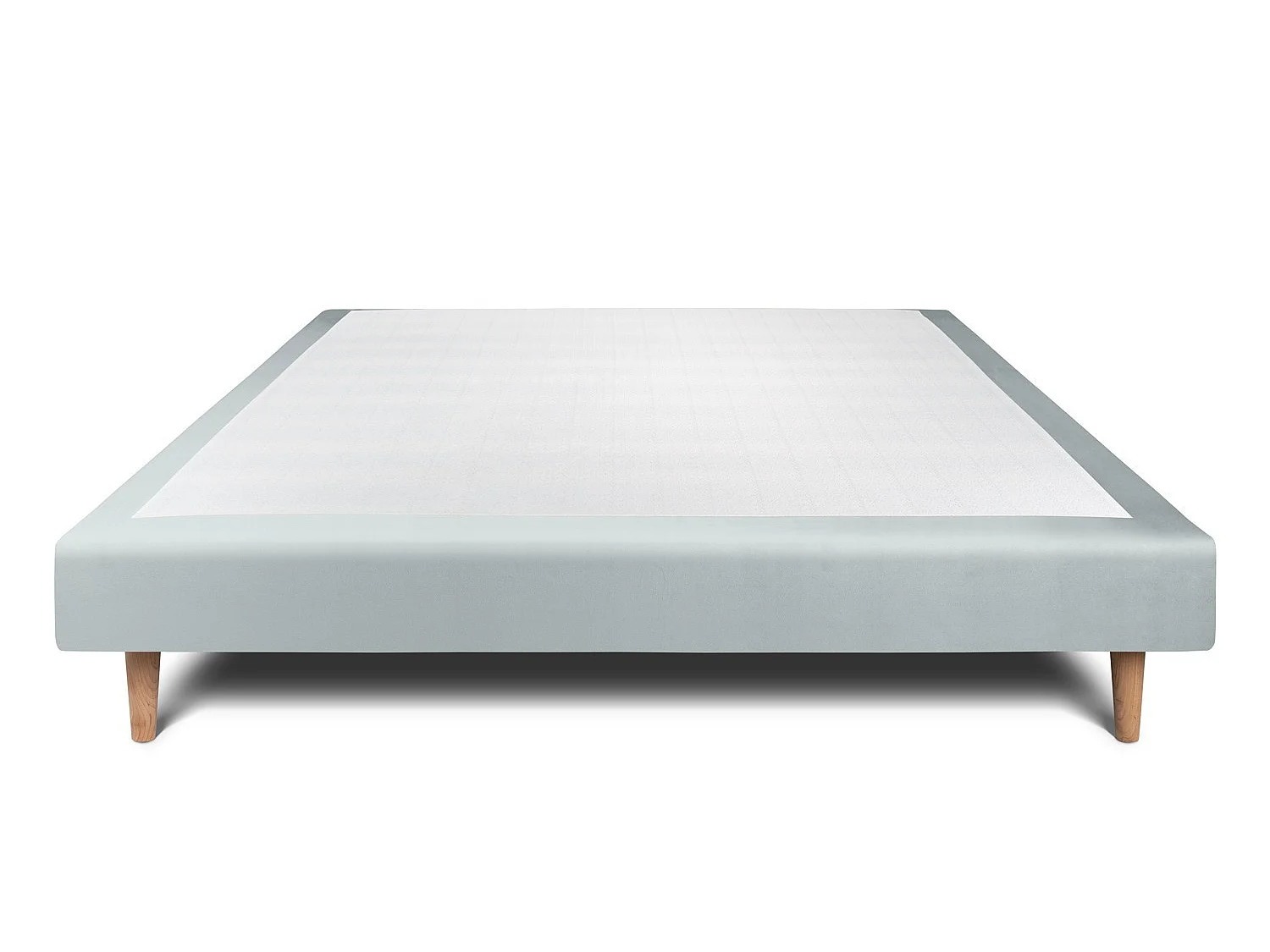 Sommier Tapissier Velours Gris bleuté 160x200 H29cm