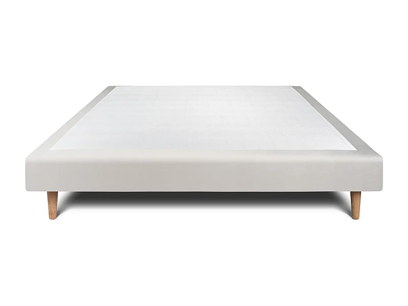 Sommier Tapissier Velours Gris clair 140x200 H29cm