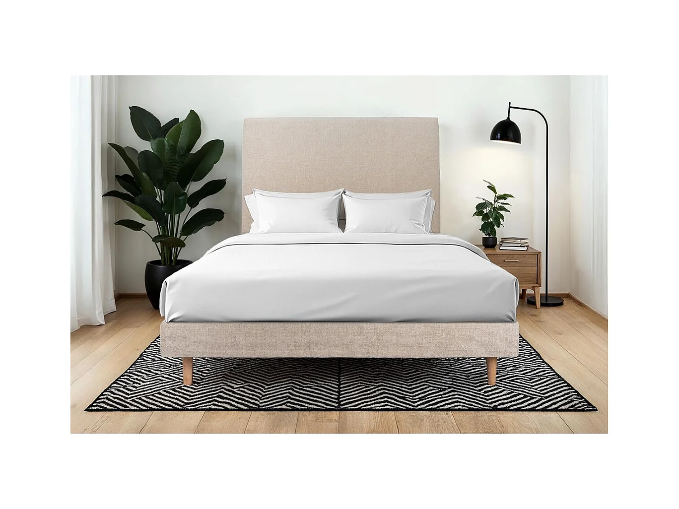 Sommier Kit Tissu Beige brun 180x200 H29cm
