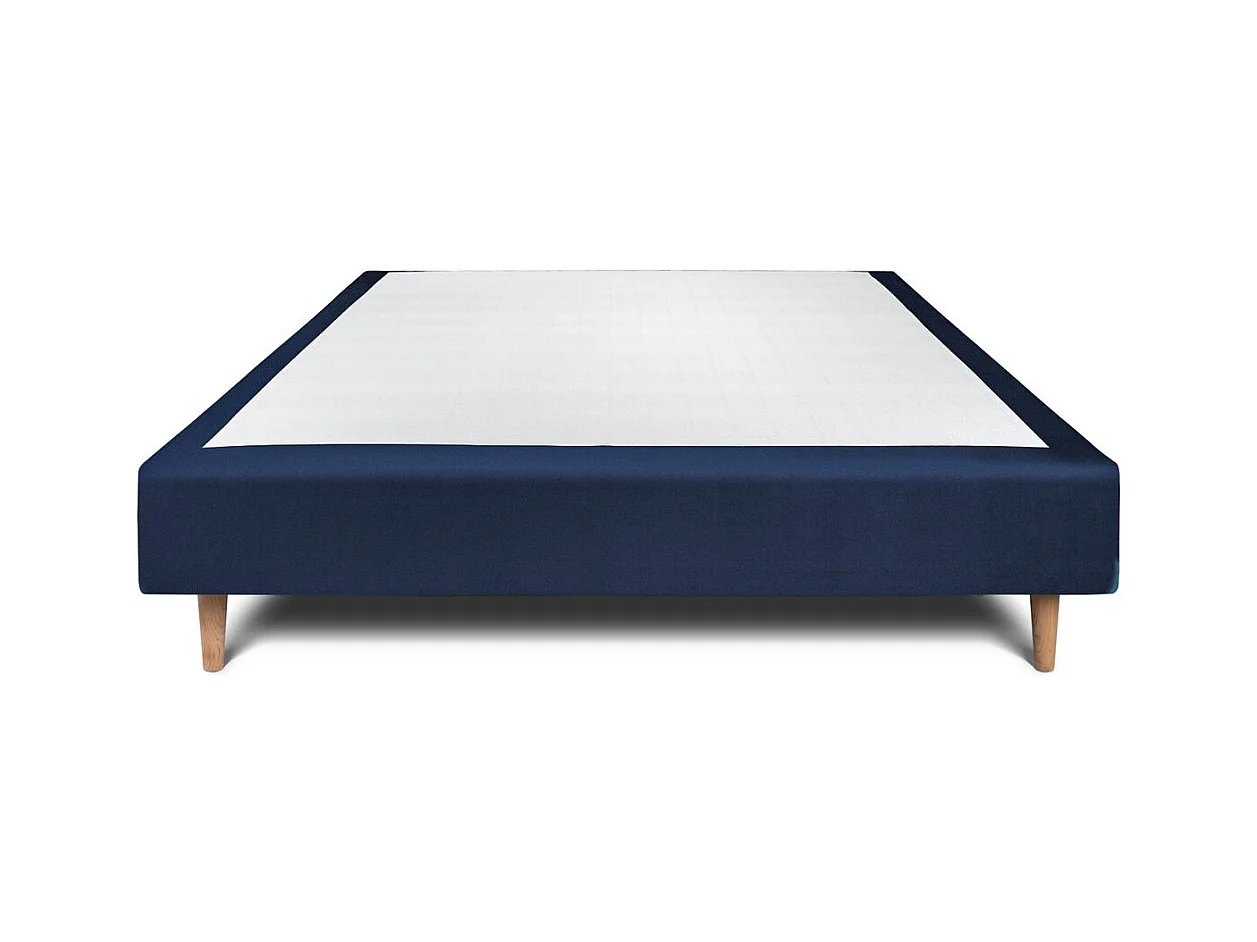 Sommier Tapissier Velours Bleu 140x200 H35cm