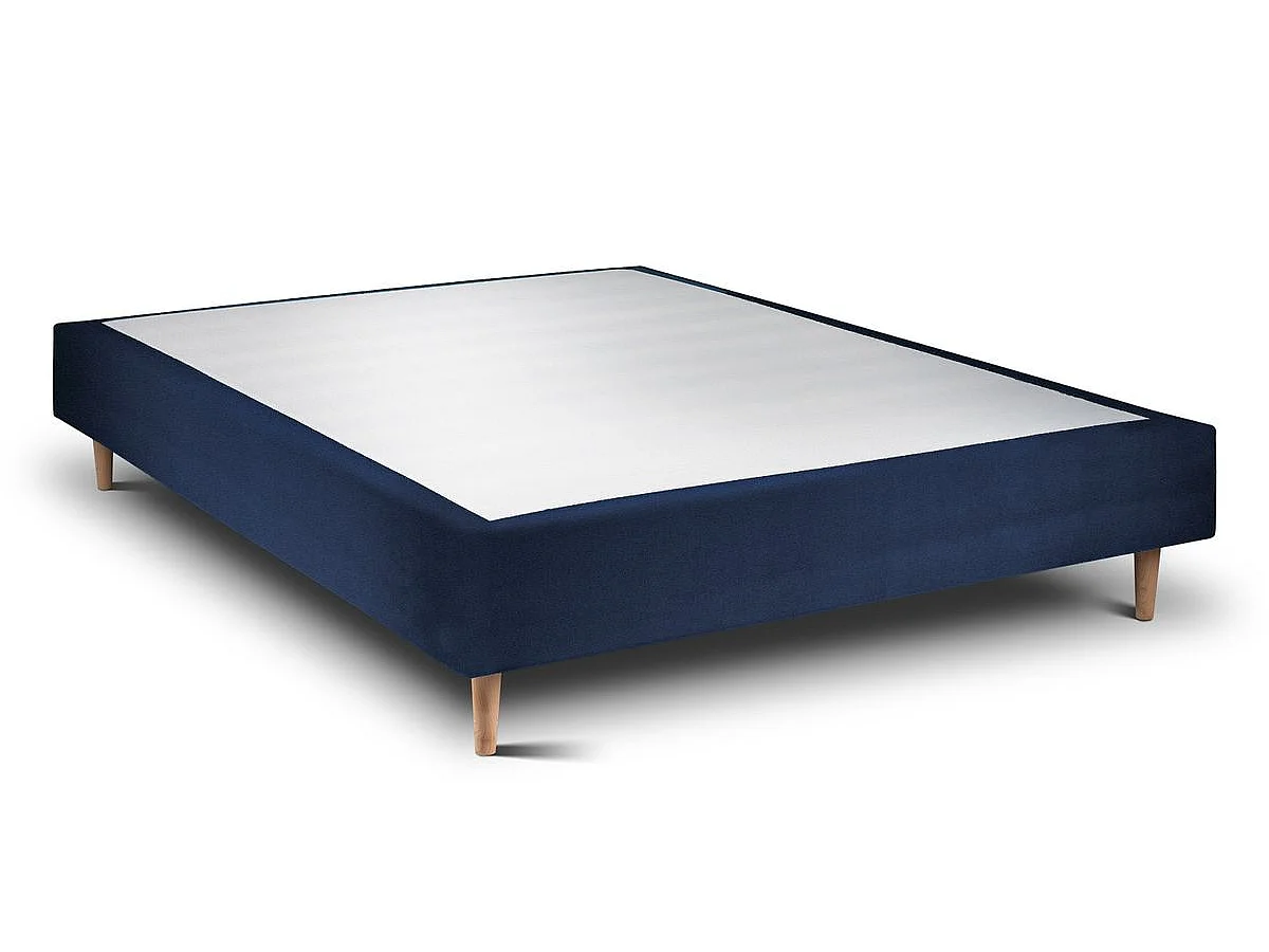 Sommier Tapissier Velours Bleu 140x200 H35cm