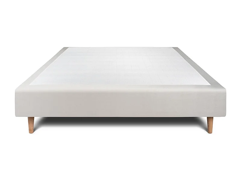 Sommier Tapissier Velours Gris clair 140x200 H35cm