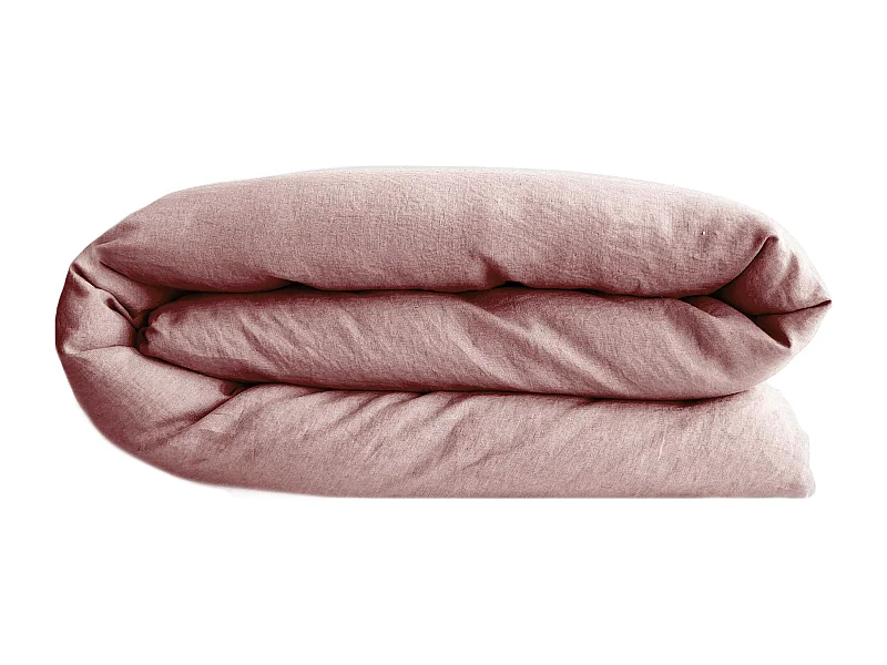 Housse de couette PALACE pur coton lavé 260x240 cm uni rose