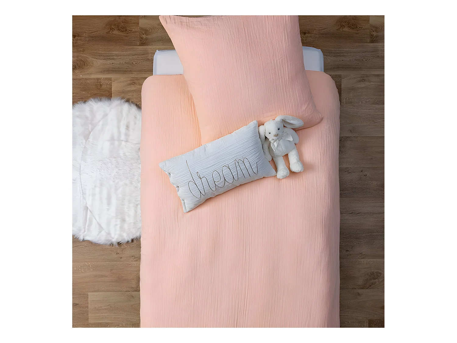 Housse de couette en coton rose 90x190cm