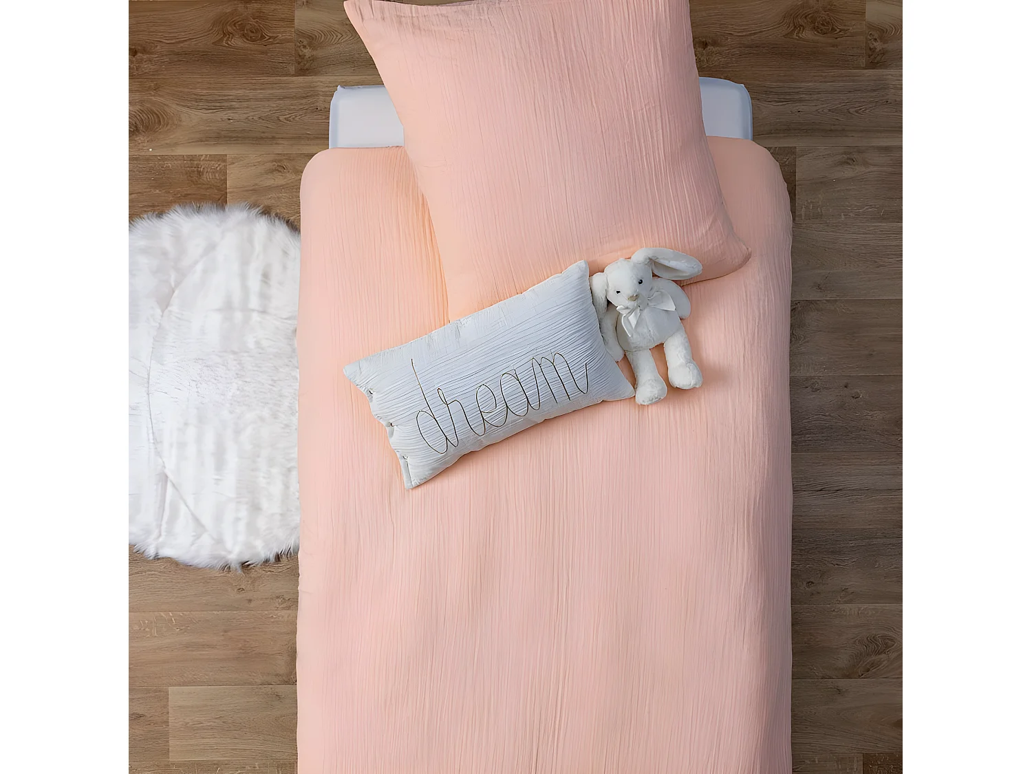 Housse de couette en coton rose 90x190cm