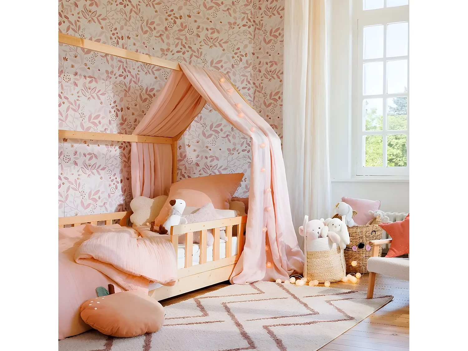 Housse de couette en coton rose 90x190cm