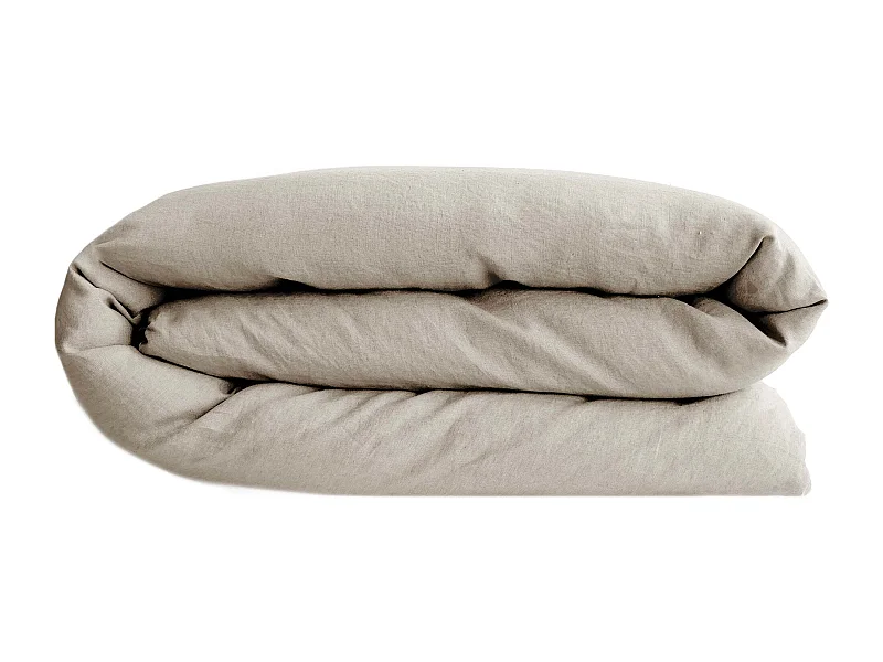 Housse de couette PALACE pur coton lavé 260x240 cm uni beige lin