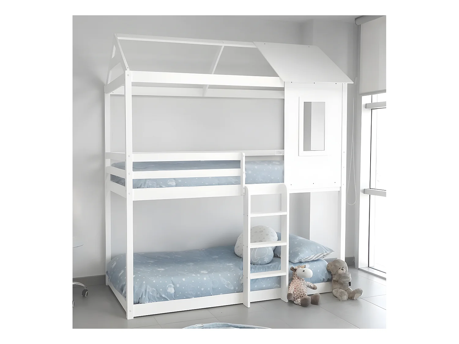 Housse de couette Pack 2 + coussins coton bleu 90x190cm