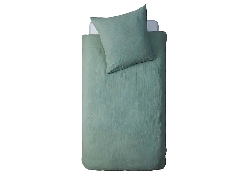 Groene katoenen dekbedovertrekset 90x190 cm