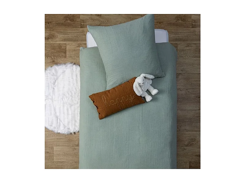 Capa de edredão de algodão verde 90x190cm