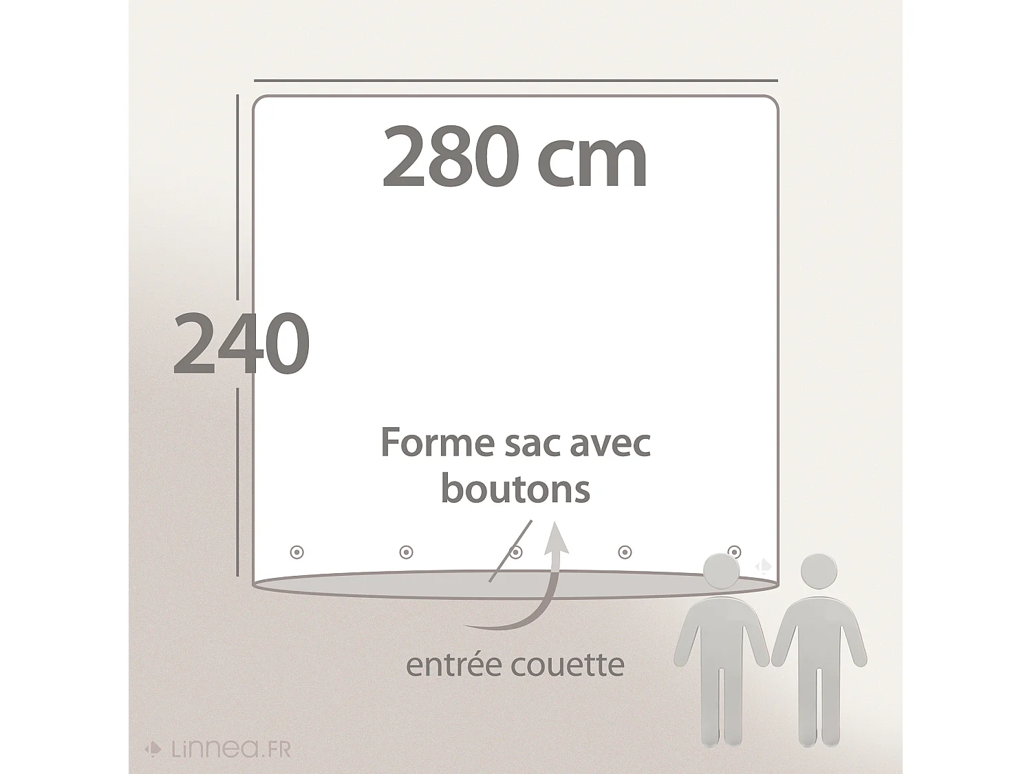 Housse de couette lin et coton 280x240 cm collection OPERA beige ficelle