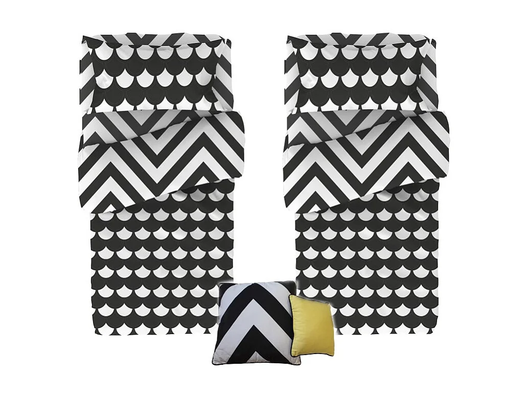 Parure copripiumone e 2 cuscini cotone bianco 90x190cm