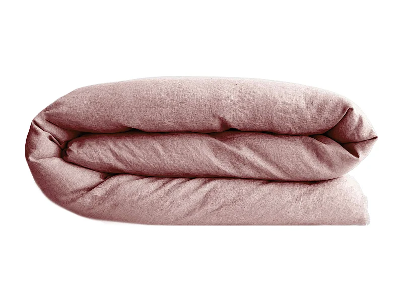Housse de couette PALACE pur coton lavé 240x220 cm uni rose