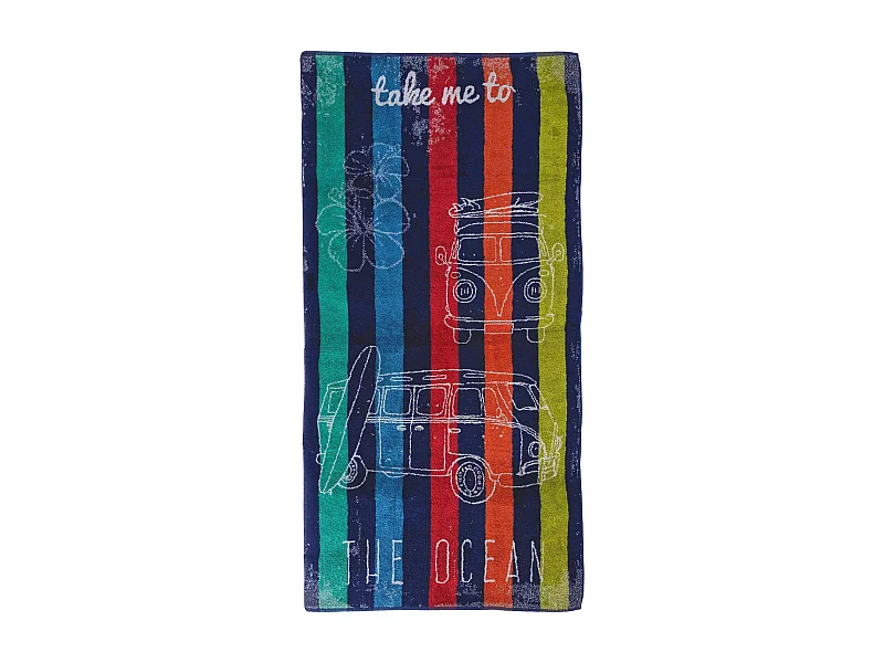 Drap de plage 75x150 cm pur coton collection VAN multicolore