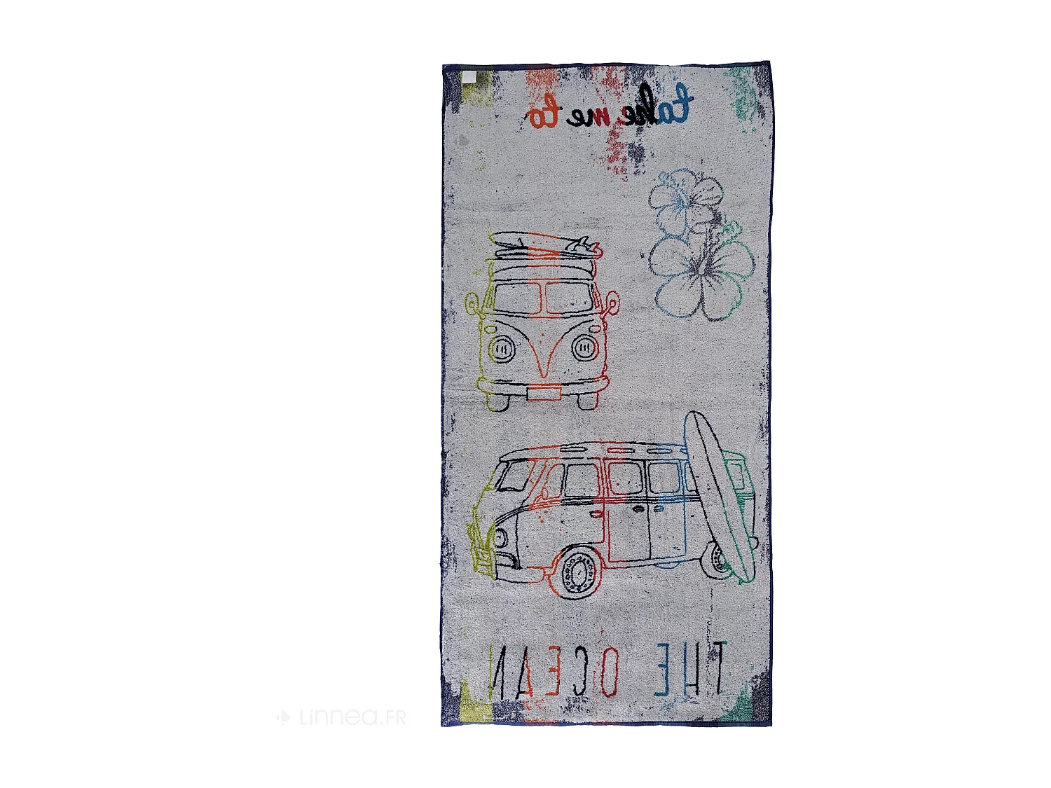 Drap de plage 75x150 cm pur coton collection VAN multicolore