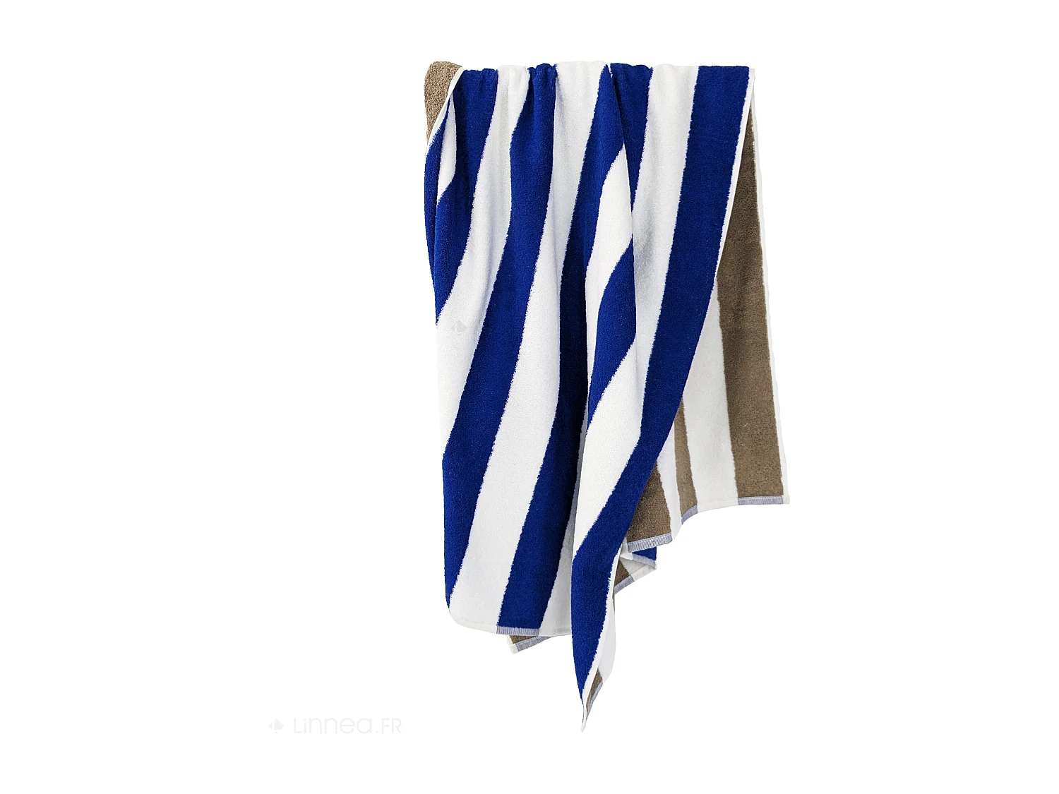 Drap de plage à rayures 75x150 cm coton collection ELBE bleu