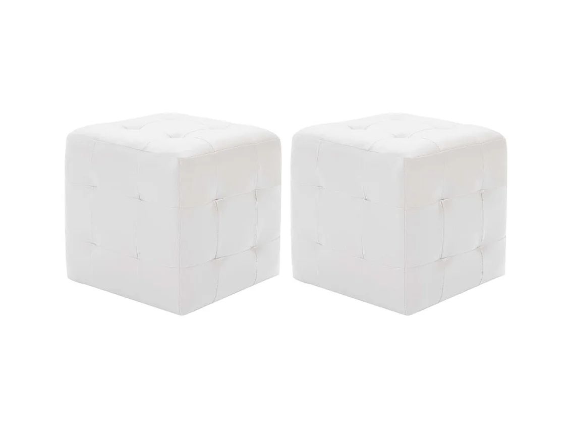 Poufs 2 pcs Blanc 30 x 30 x 30 cm Similicuir