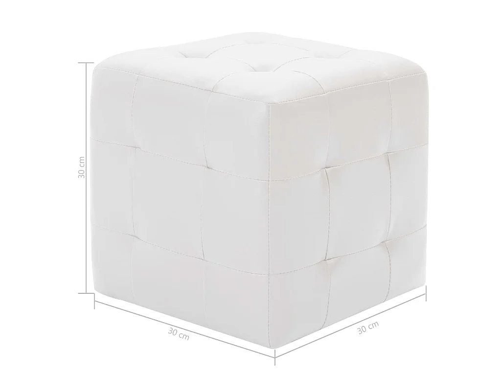 Poufs 2 pcs Blanc 30 x 30 x 30 cm Similicuir