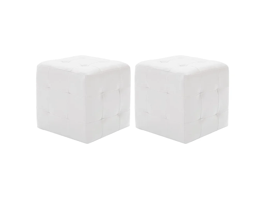 Poufs 2 pcs Blanc 30 x 30 x 30 cm Similicuir