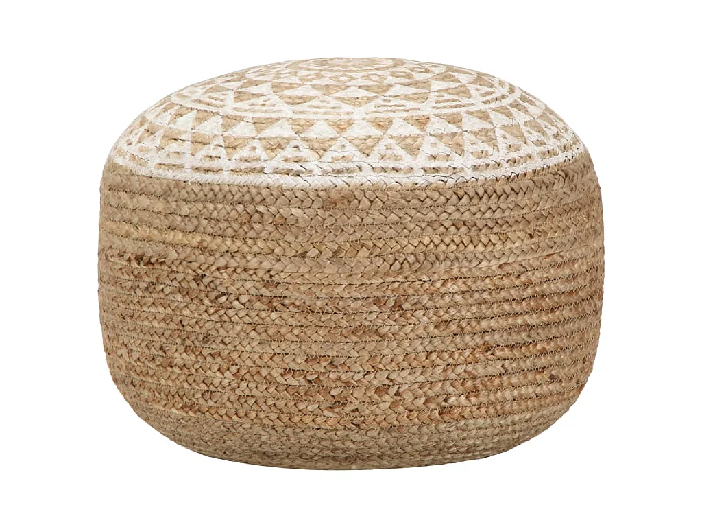 Poef handgemaakt 45x30 cm jute wit