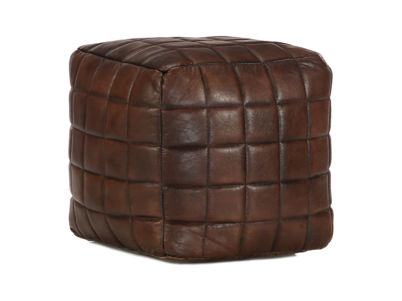 Pouf 40 x 40 x 40 cm Marron foncé Cuir véritable de chèvre