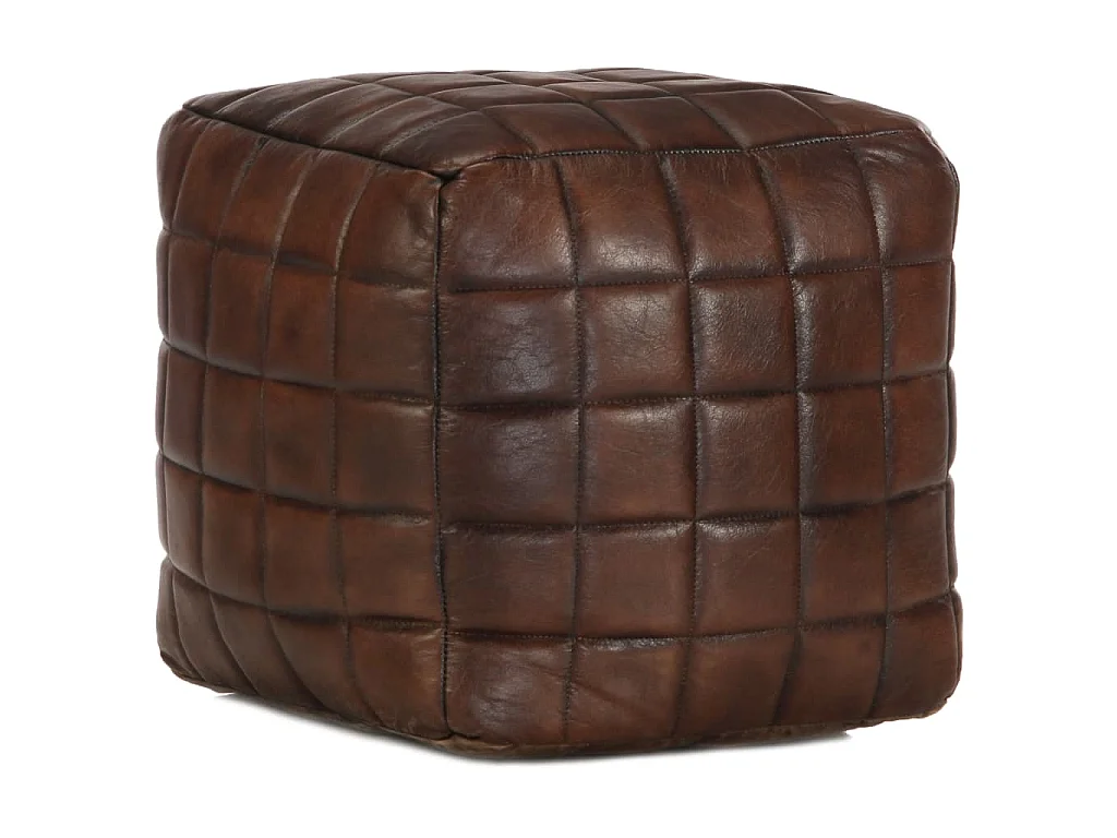 Poef 40x40x40 cm echt geitenleer donkerbruin