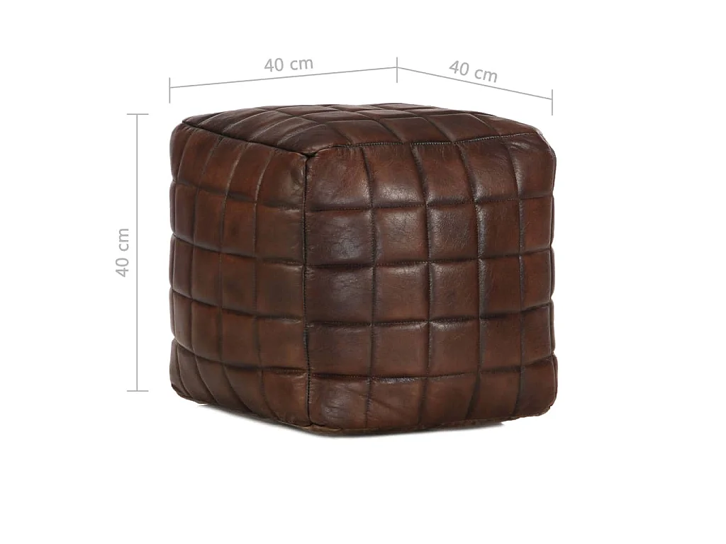 Poef 40x40x40 cm echt geitenleer donkerbruin