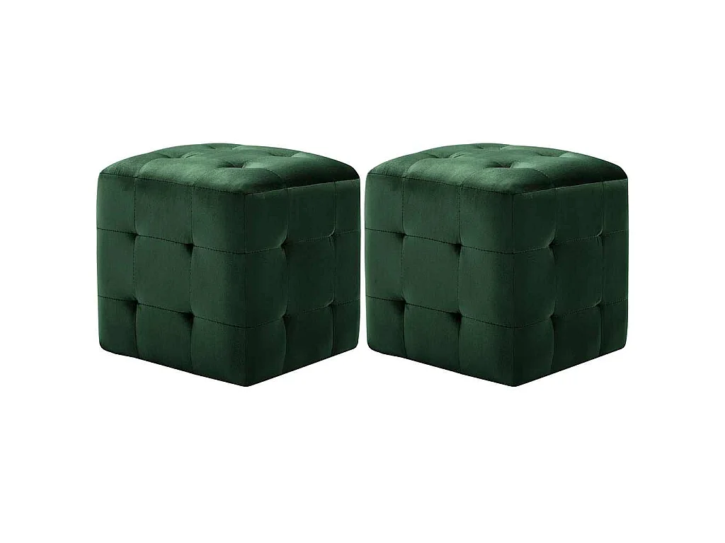 2 pcs Poufs Vert 30 x 30 x 30 cm Tissu velours