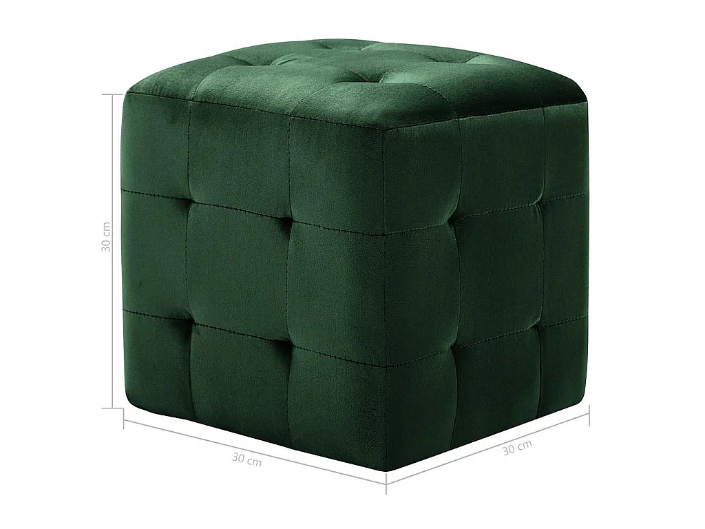 2 pcs Poufs Vert 30 x 30 x 30 cm Tissu velours