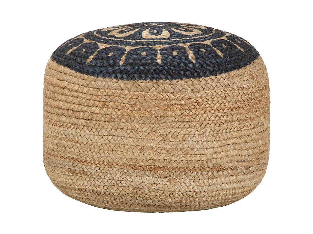 Pouf Lavorato a Mano Blu 45x30 cm in Juta