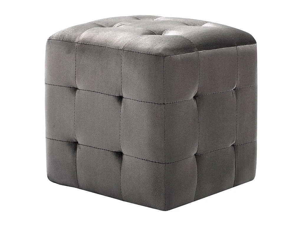 2 pcs Poufs Gris 30 x 30 x 30 cm Tissu velours