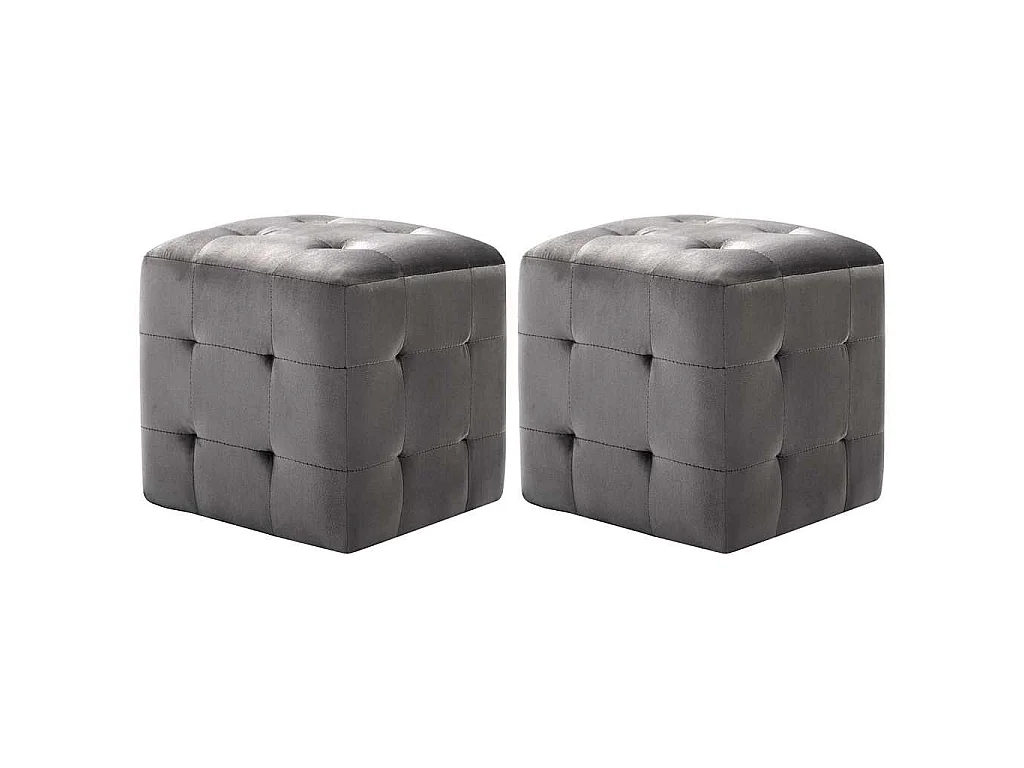 2 pcs Poufs Gris 30 x 30 x 30 cm Tissu velours