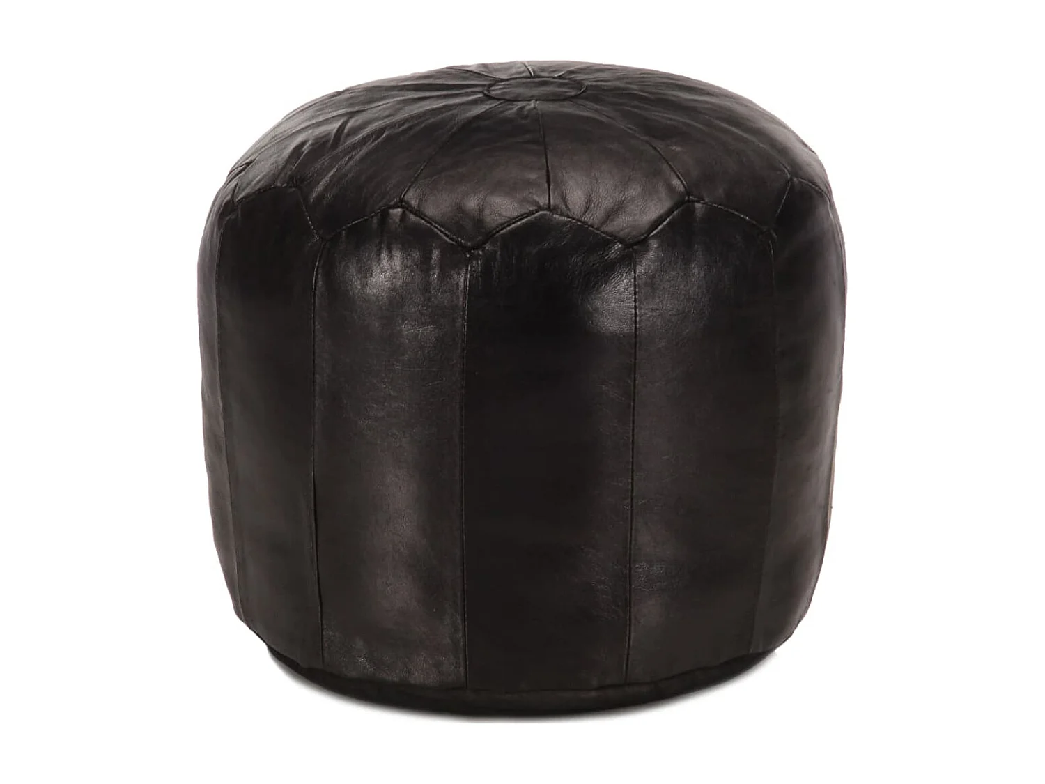 Pouf 40 x 35 cm Noir Cuir véritable de chèvre