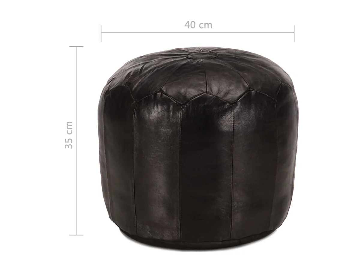 Pouf 40 x 35 cm Noir Cuir véritable de chèvre