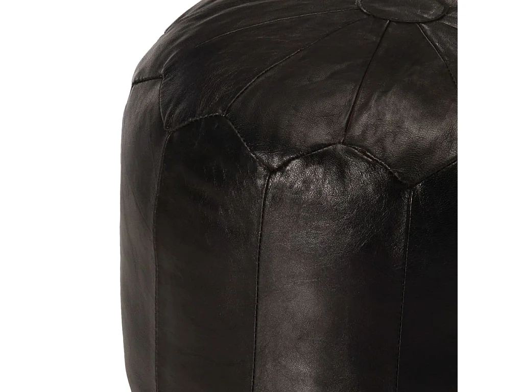 Pouf 40 x 35 cm Noir Cuir véritable de chèvre